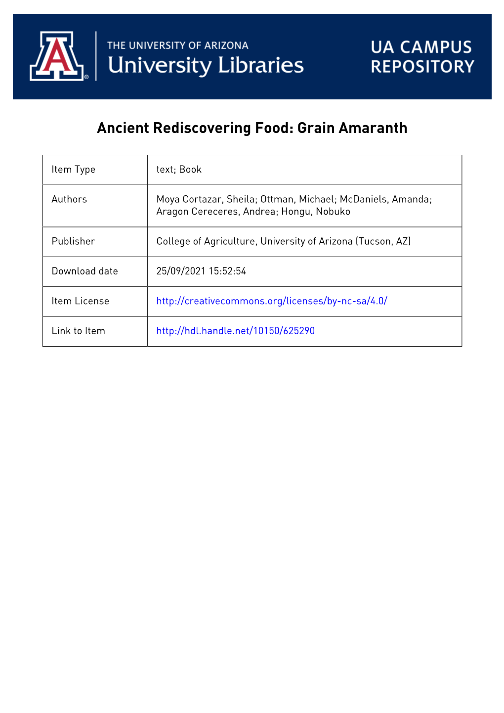 Ancient Rediscovering Food Grain Amaranth