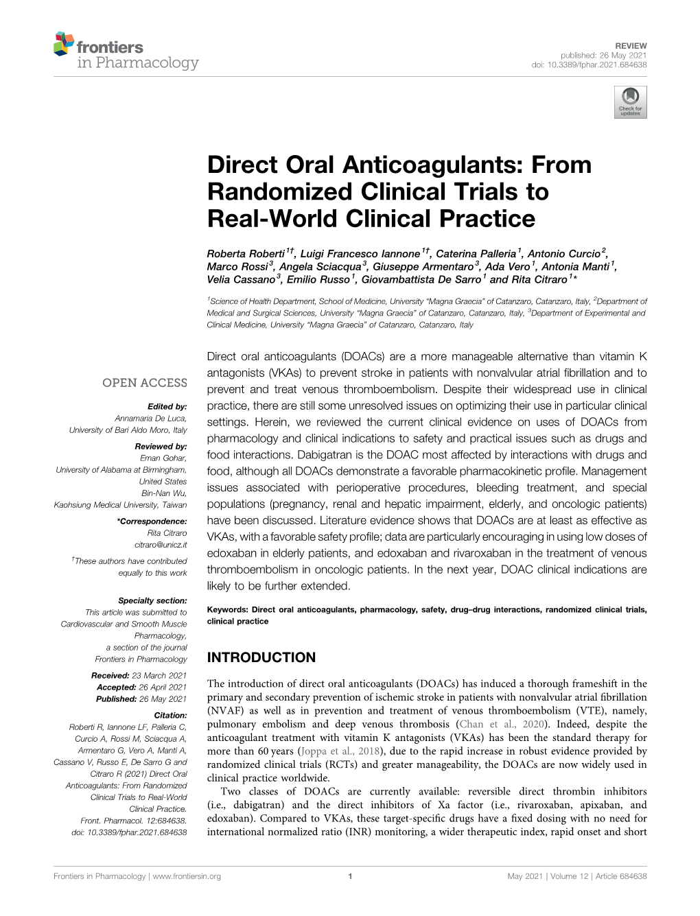 Direct Oral Anticoagulants: from Randomized Clinical Trials to Real-World Clinical Practice