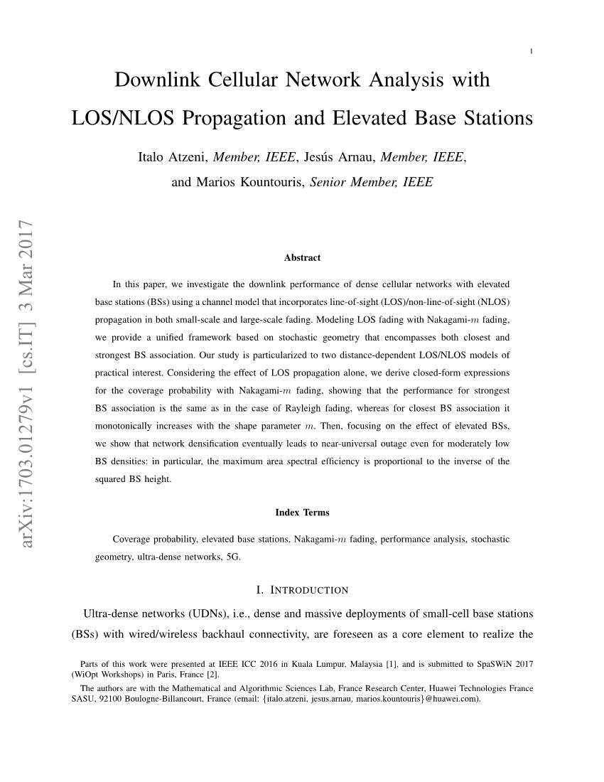 Downlink Cellular Network Analysis with LOS/NLOS Propagation and Elevated Base Stations