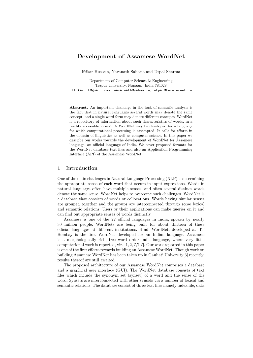 Development of Assamese Wordnet