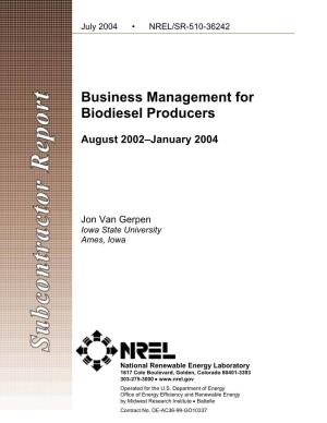 Business Management for Biodiesel Producers