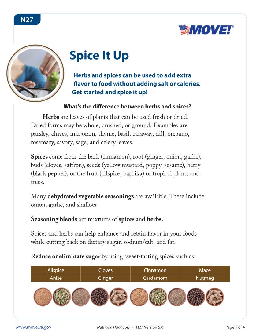 MOVE! Nutrition Handout N27: Spice It Up