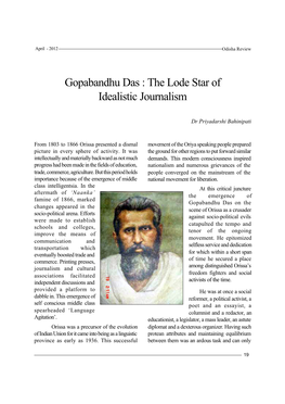 Gopabandhu Das : the Lode Star of Idealistic Journalism