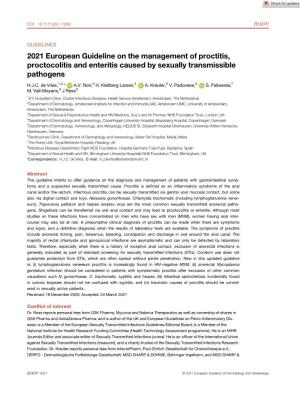 2021 European Guideline on the Management of Proctitis, Proctocolitis and Enteritis Caused by Sexually Transmissible Pathogens