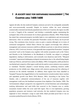 I a Society Built for Sustainable Management | the Campine Area 1400-1600
