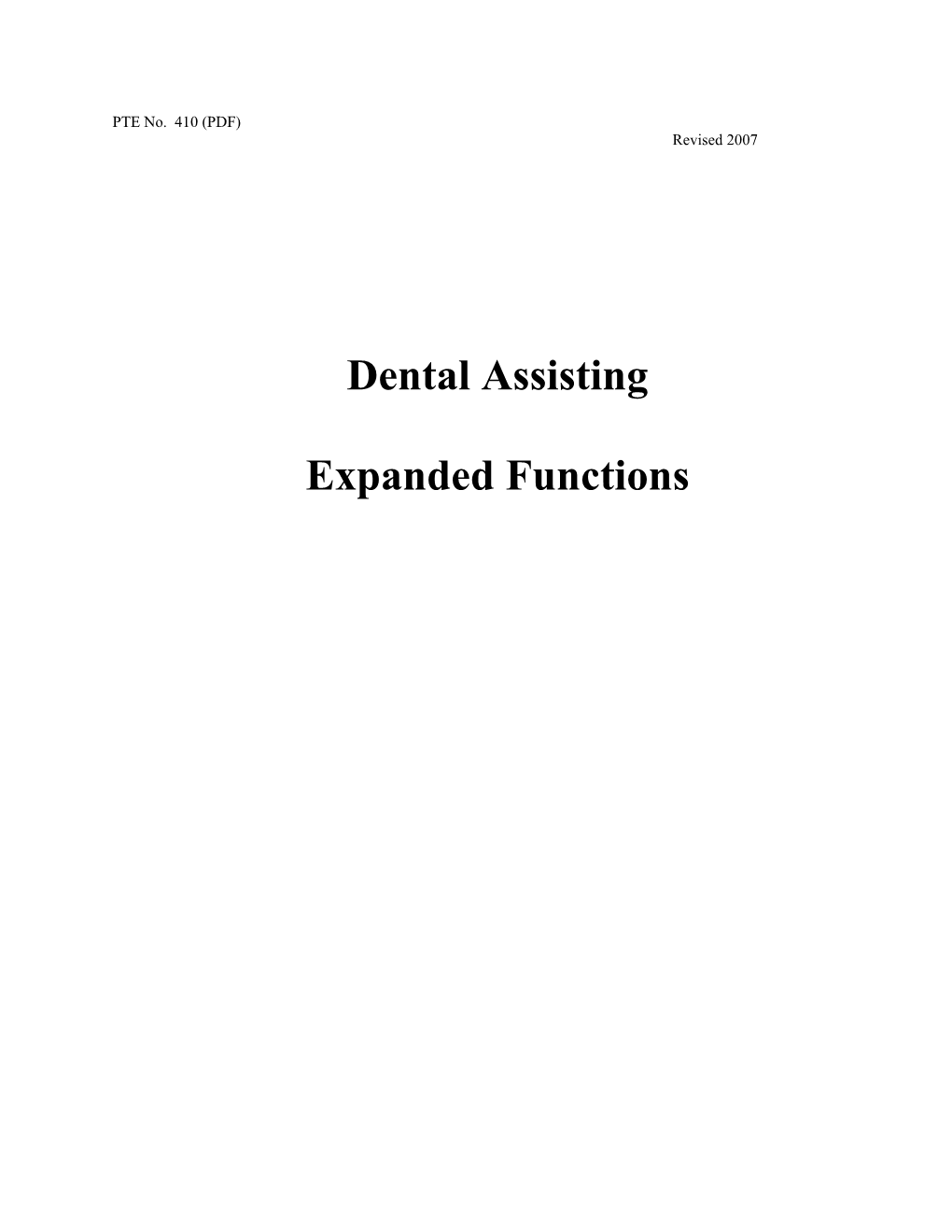 Dental Assisting Expanded Functions