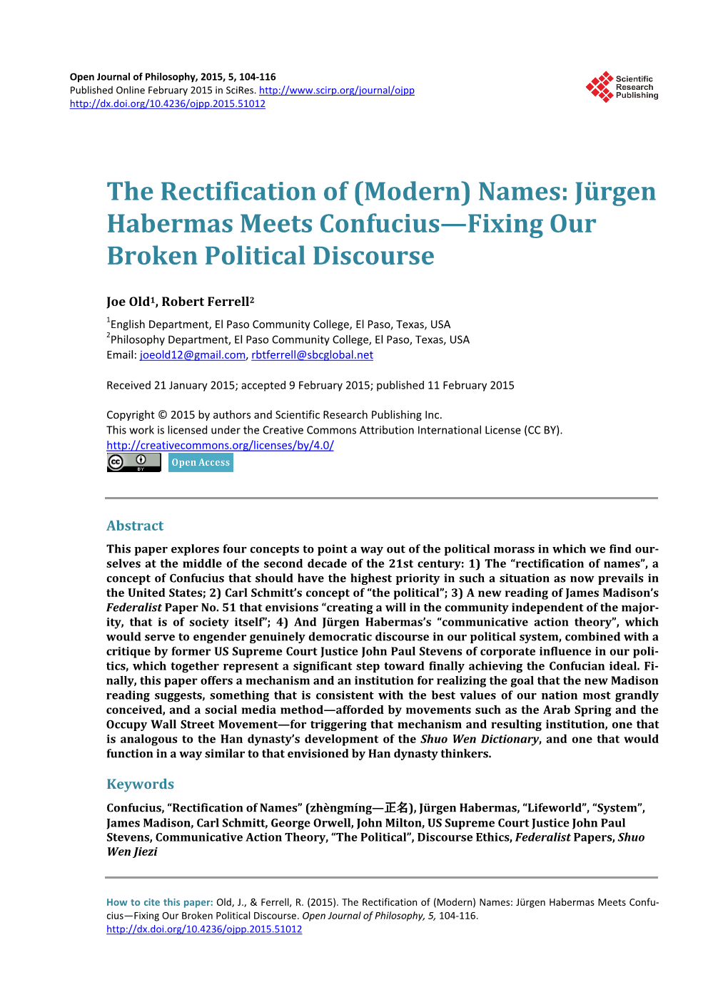 Names: Jürgen Habermas Meets Confucius—Fixing Our Broken Political Discourse