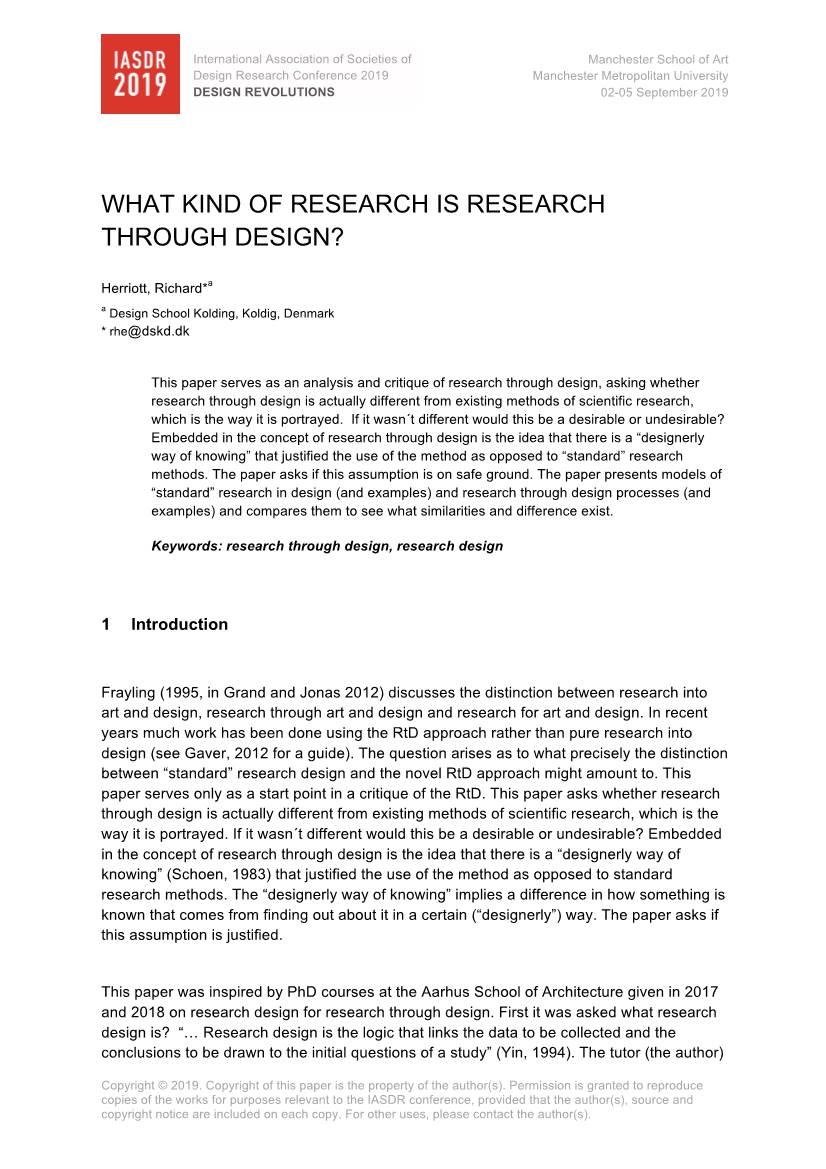 What Kind of Research Is Research Through Design?
