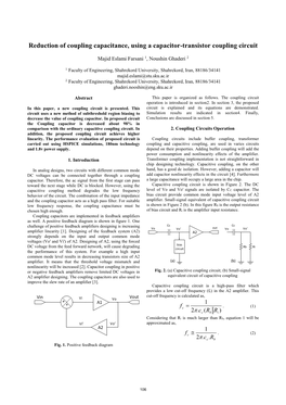 Reduction of Coupling Capacitance, Using a Capacitor-Transistor Coupling Circuit