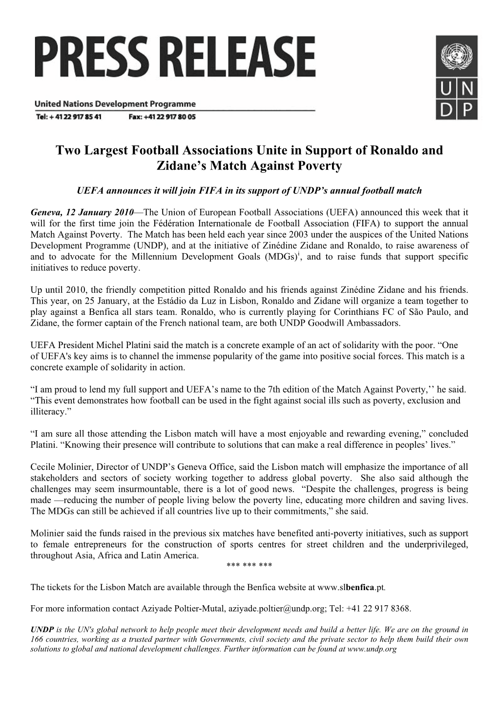 Two Largest Football Associations Unite in Support of Ronaldo and Zidane’S Match Against Poverty