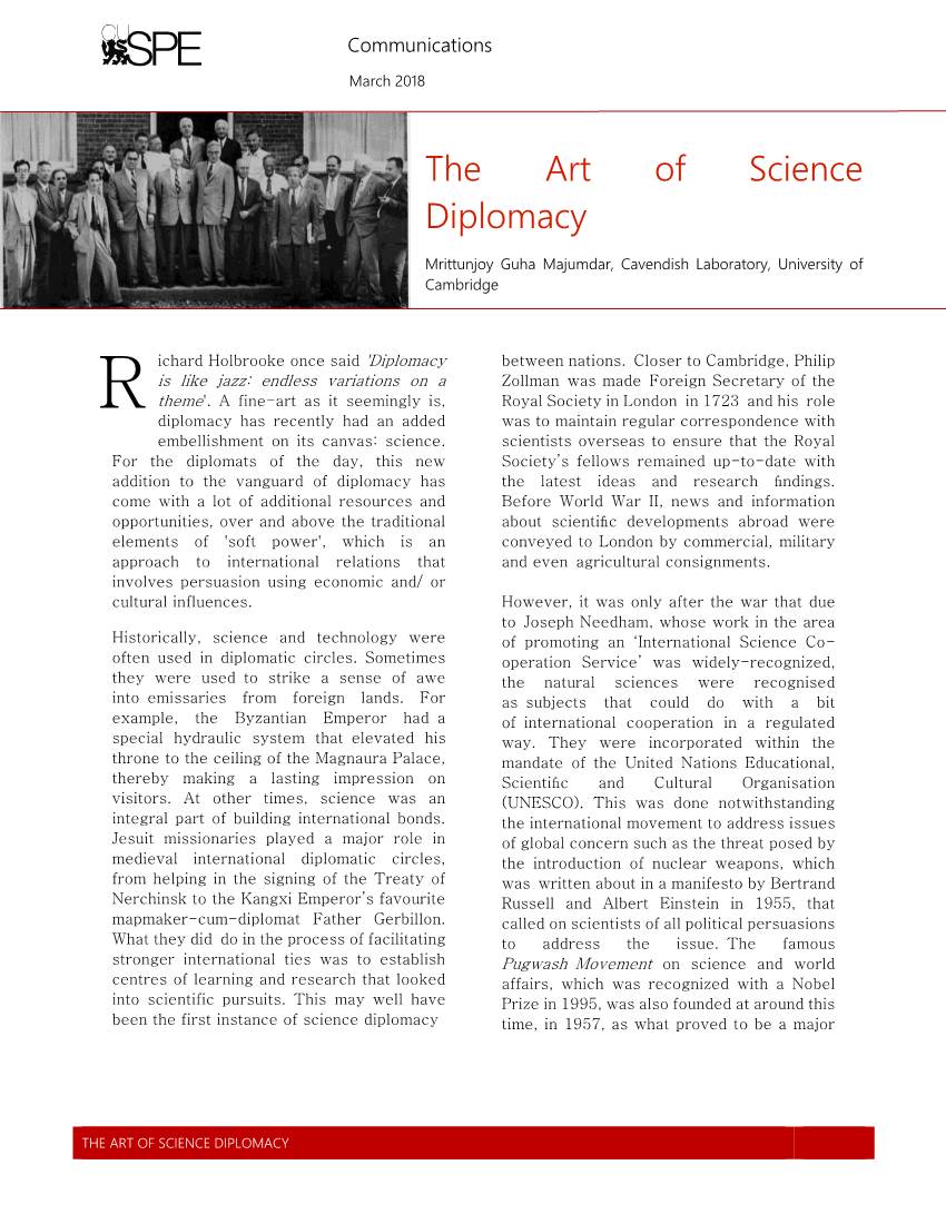 The Art of Science Diplomacy