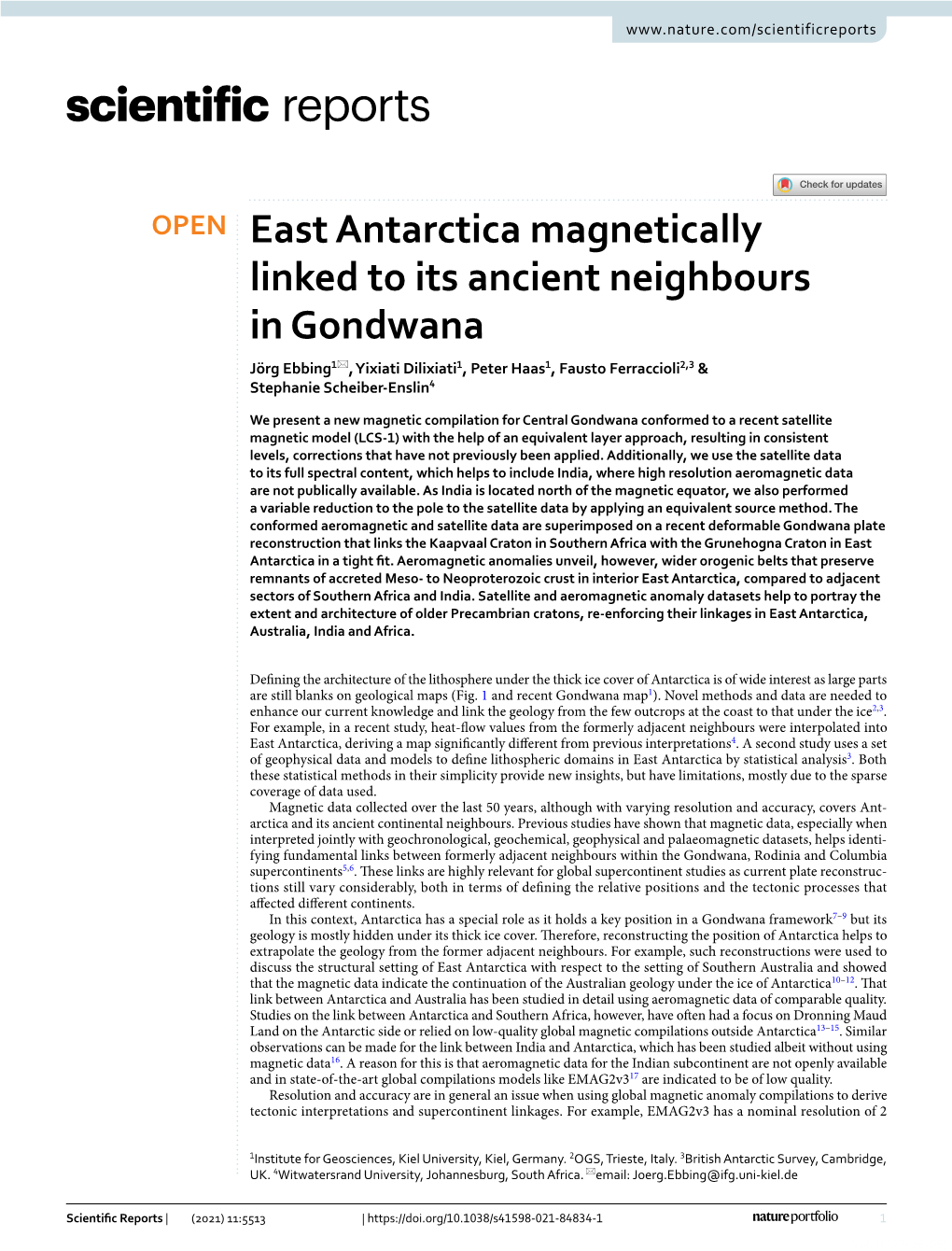 East Antarctica Magnetically Linked to Its Ancient Neighbours in Gondwana