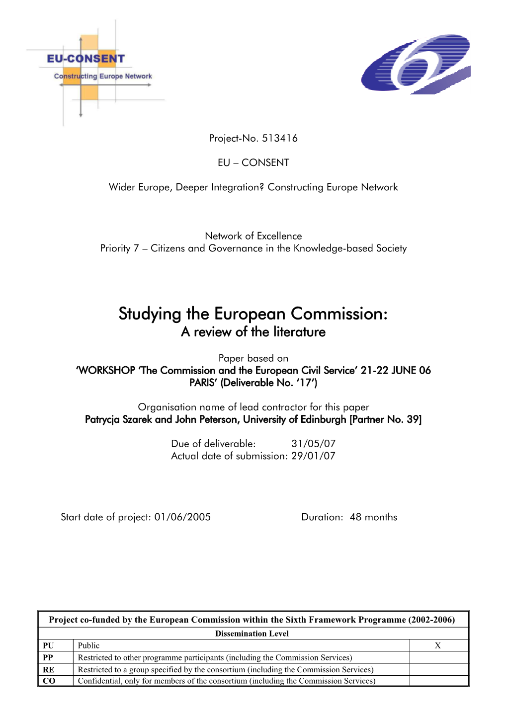 Studying the European Commission: a Review of the Literature