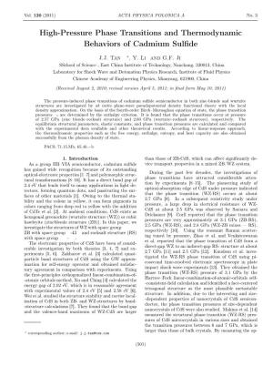 High-Pressure Phase Transitions and Thermodynamic Behaviors of Cadmium Sulﬁde
