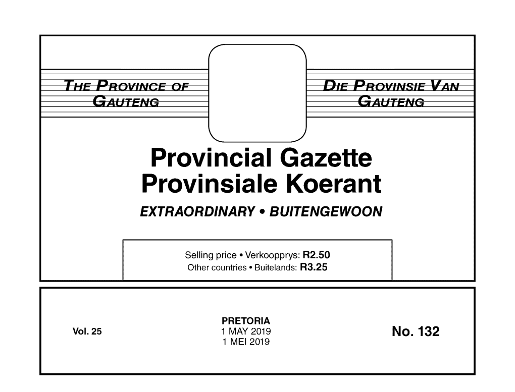 Provincial Gazette Provinsiale Koerant EXTRAORDINARY • BUITENGEWOON