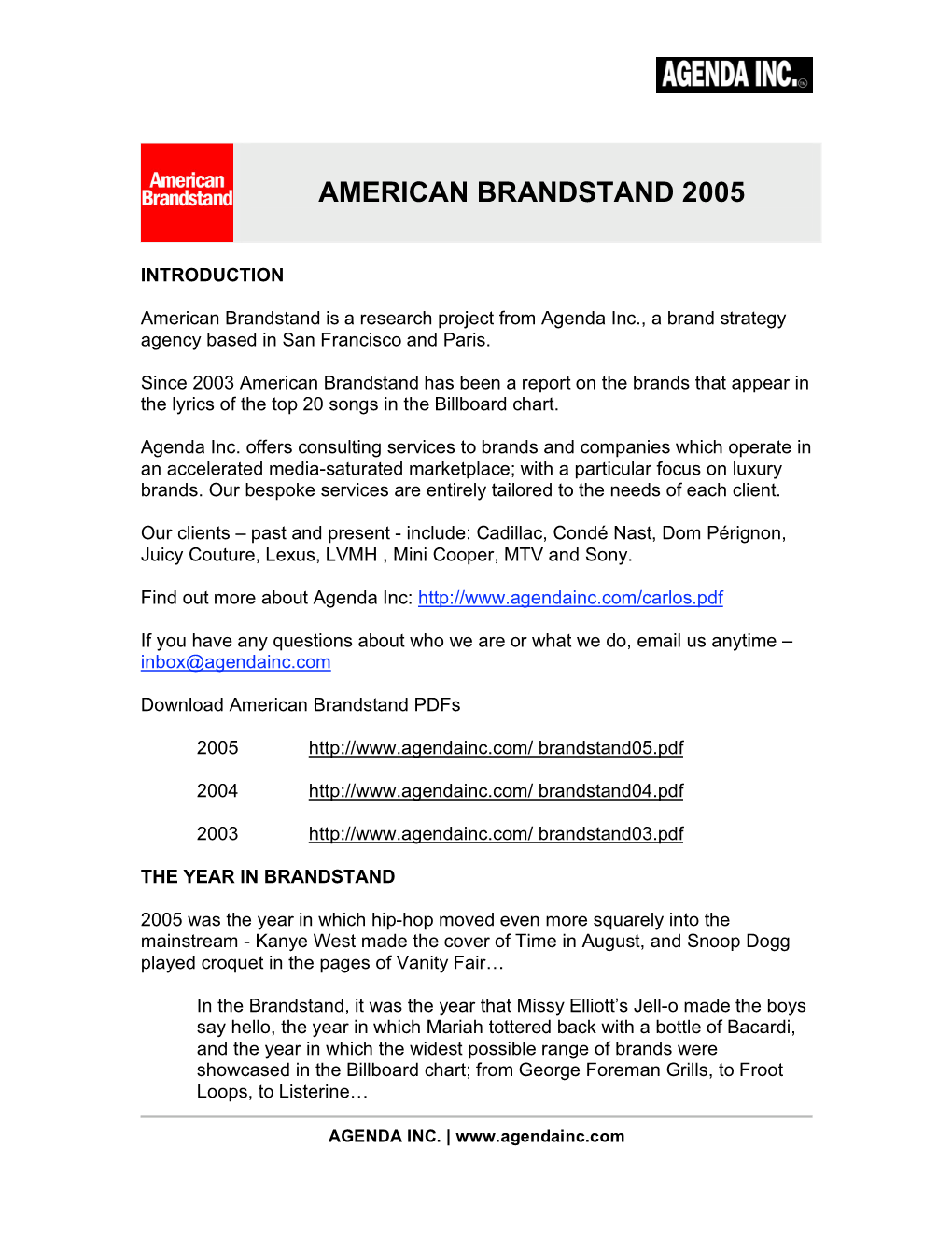 American Brandstand 2005