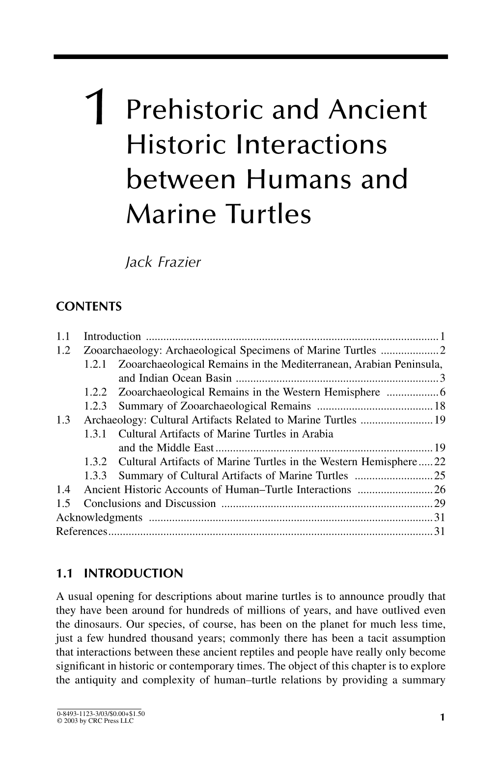 Prehistoric and Ancient Historic Interactions Between Humans and Marine Turtles