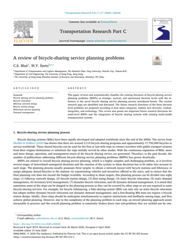 A Review of Bicycle-Sharing Service Planning Problems ⁎ T C.S