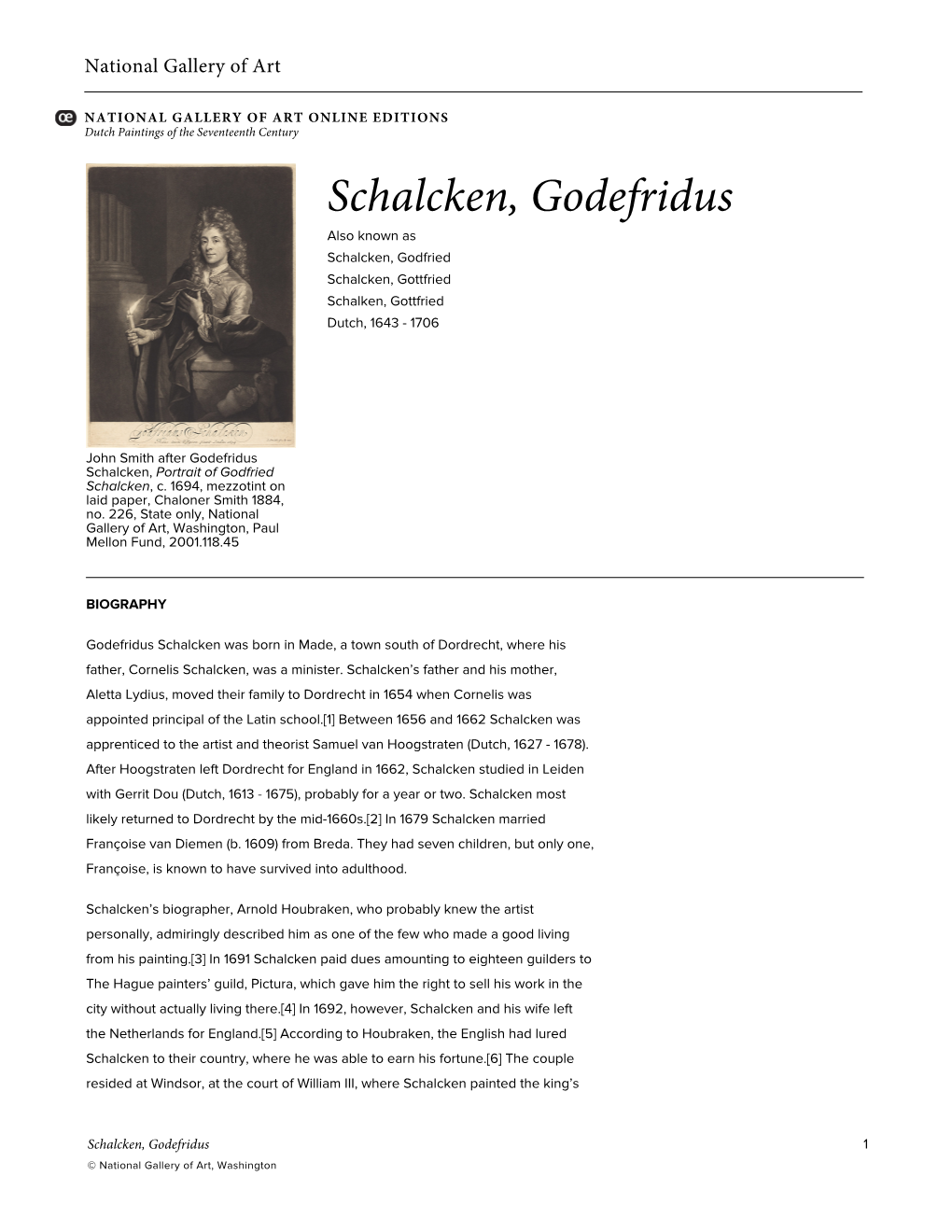 Schalcken, Godefridus Also Known As Schalcken, Godfried Schalcken, Gottfried Schalken, Gottfried Dutch, 1643 - 1706