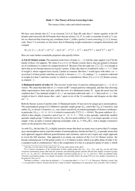 The Theory of Error-Correcting Codes the Ternary Golay Codes and Related Structures