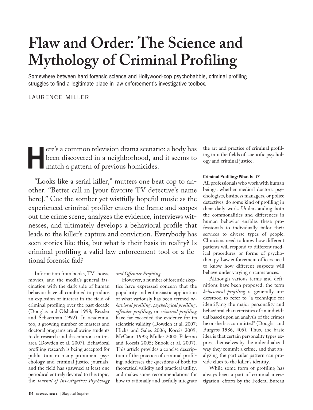The Science and Mythology of Criminal Profiling