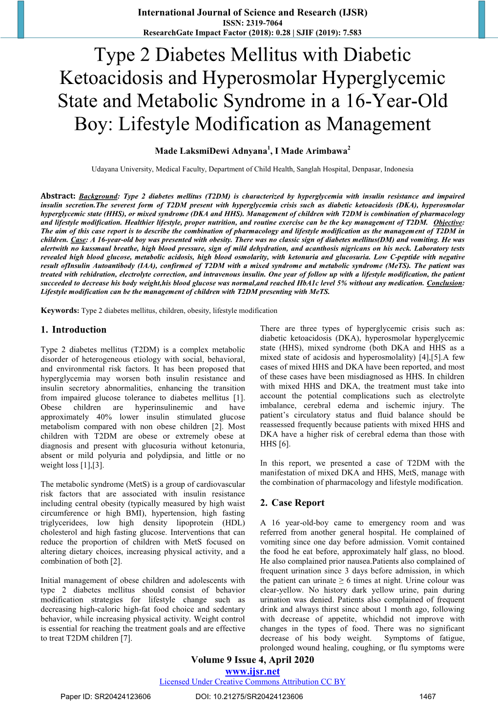 Type 2 Diabetes Mellitus with Diabetic Ketoacidosis and Hyperosmolar