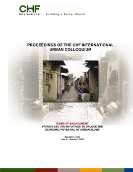 Proceedings of the Chf International Urban Colloquium