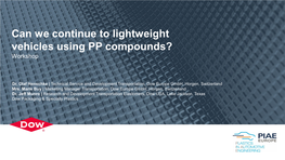 Vehicle Lightweighting Improving the Performance of TPO Using Poes