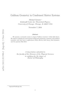 Galilean Geometry in Condensed Matter Systems