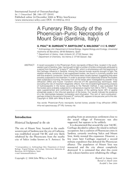 A Funerary Rite Study of the Phoenician–Punic Necropolis of Mount Sirai (Sardinia, Italy)