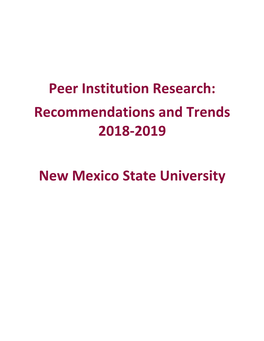Peer Institution Research: Recommendations and Trends 2018-2019