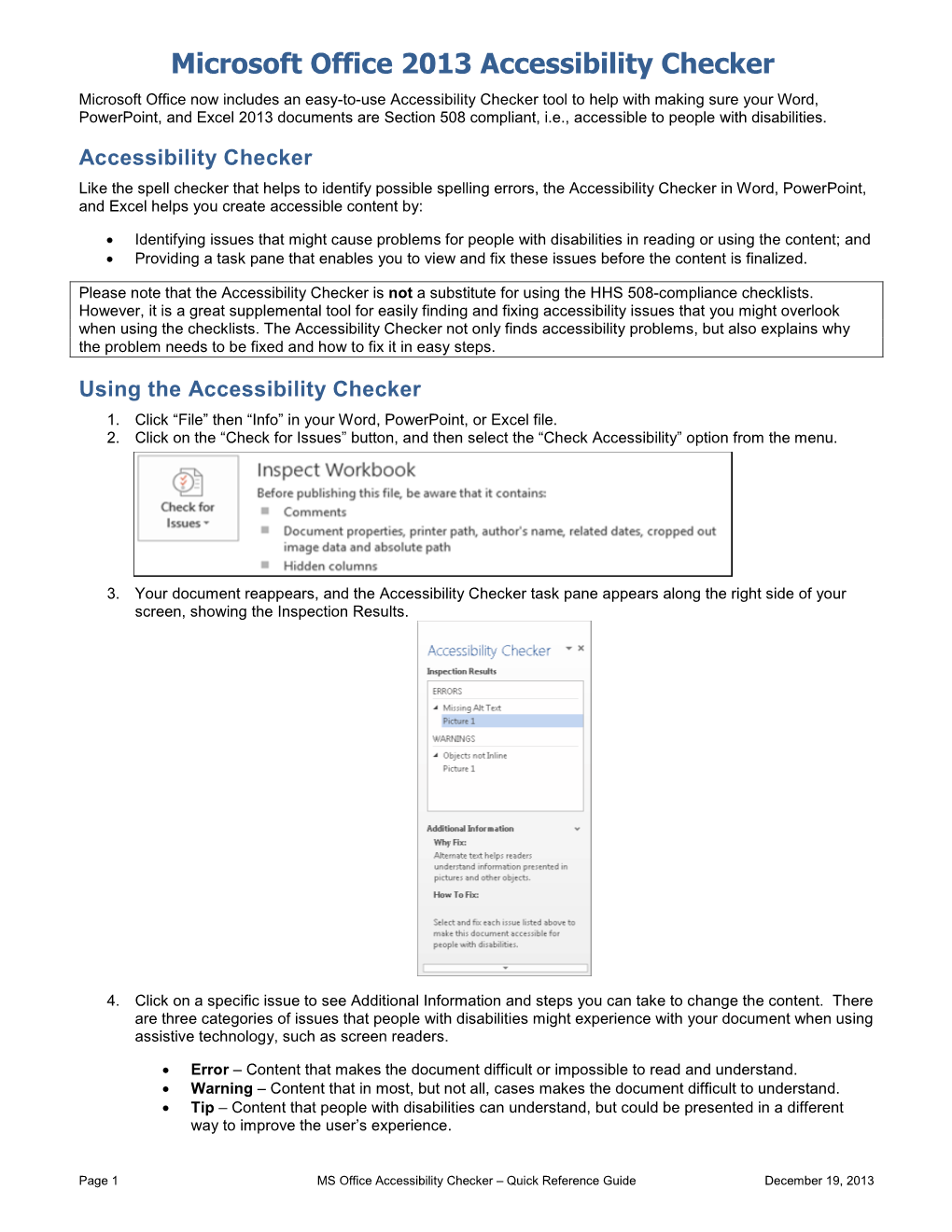 Microsoft Office 2010 Accessibility Checker