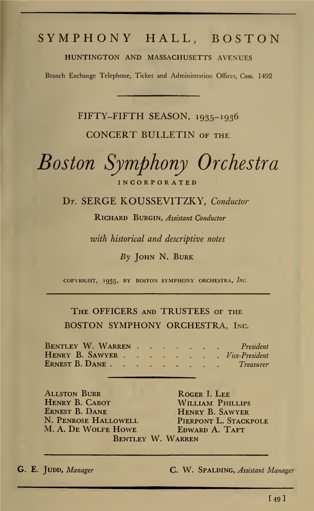 Boston Symphony Orchestra Concert Programs, Season