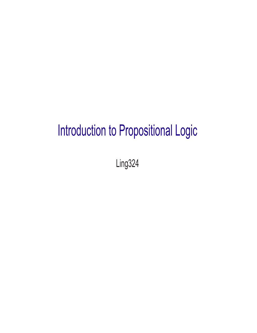 Introduction to Propositional Logic