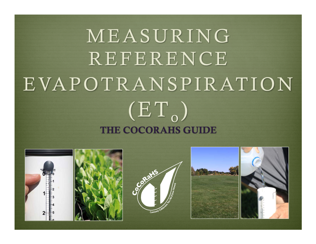 Measuring Reference Evapotranspiration