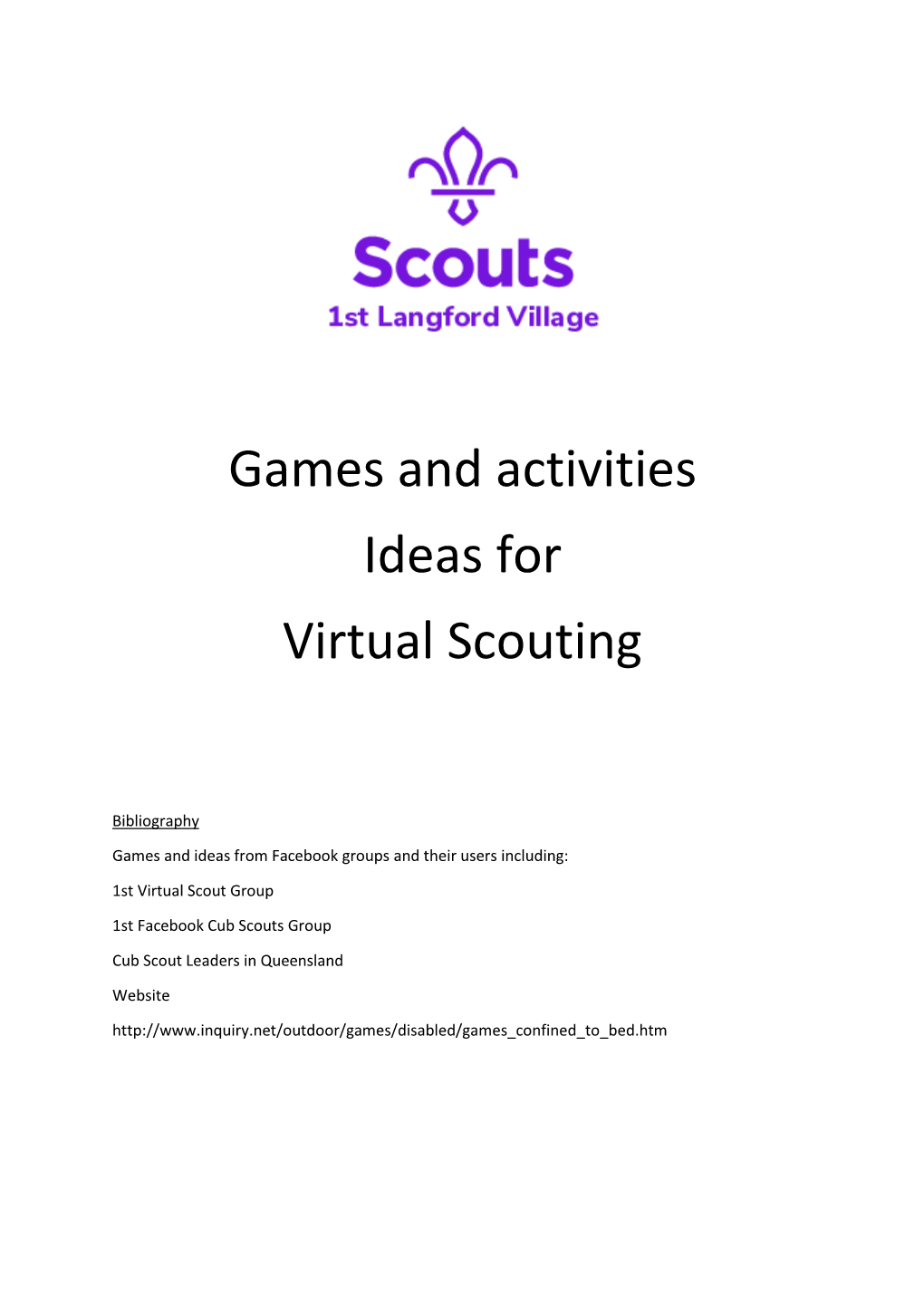 Games and Activities Ideas for Virtual Scouting
