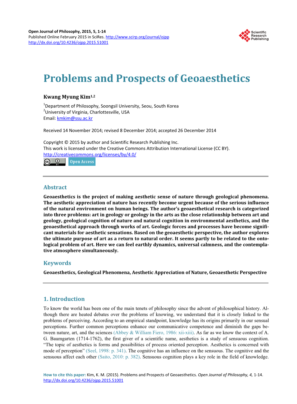 Problems and Prospects of Geoaesthetics