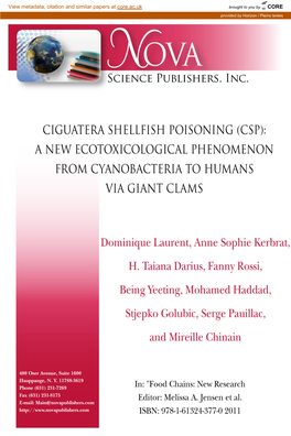 Ciguatera Shellfish Poisoning (Csp): Anew Ecotoxicological Phenomenon