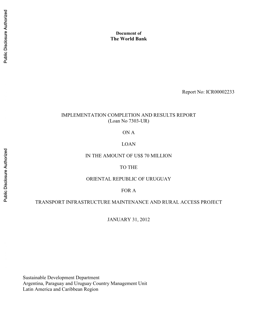 World Bank Document