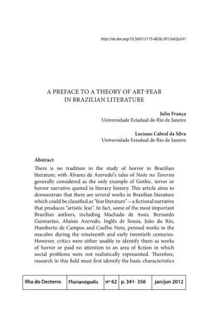 A Preface to a Theory of Art-Fear in Brazilian Literature