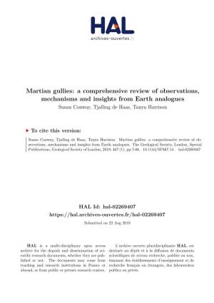 Martian Gullies: a Comprehensive Review of Observations, Mechanisms and Insights from Earth Analogues Susan Conway, Tjalling De Haas, Tanya Harrison
