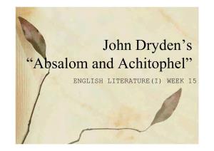 John Dryden's “Absalom and Achitophel”