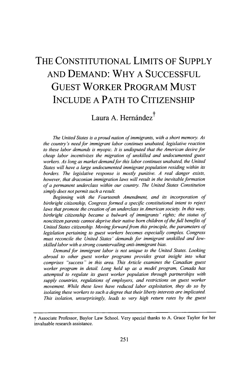 Why a Successful Guest Worker Program Must Include a Path to Citizenship
