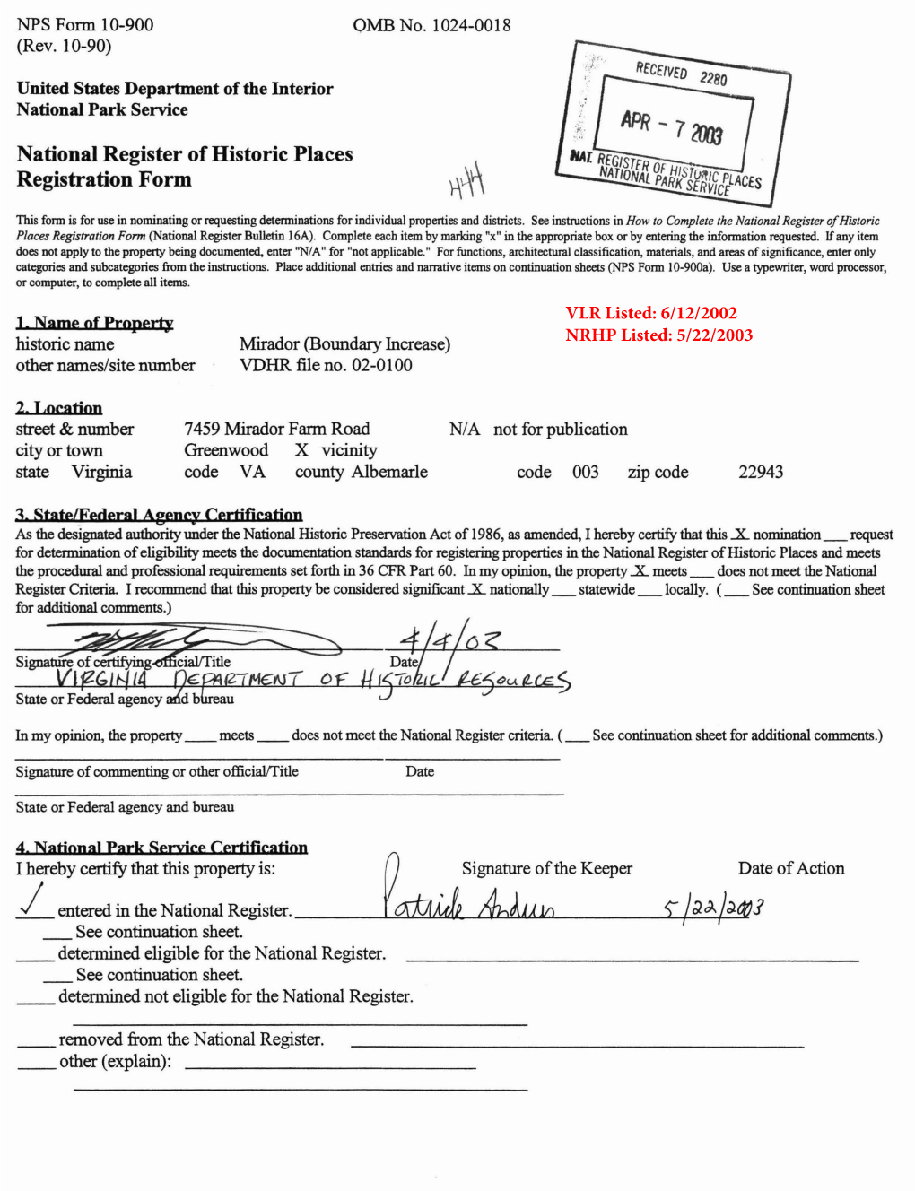 2002 Boundary Increase Nomination