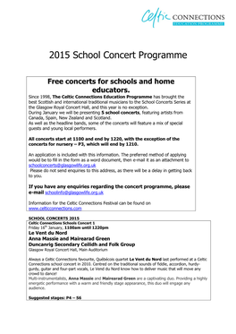 2015 School Concert Programme