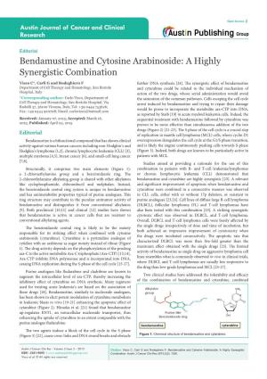 Bendamustine and Cytosine Arabinoside: a Highly Synergistic Combination Visco C*, Carli G and Rodeghiero F Further DNA Synthesis [24]