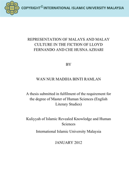 Representation of Malays and Malay Culture in the Fiction of Lloyd Fernando and Che Husna Azhari