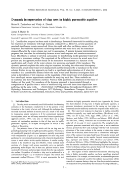 Dynamic Interpretation of Slug Tests in Highly Permeable Aquifers Brian R