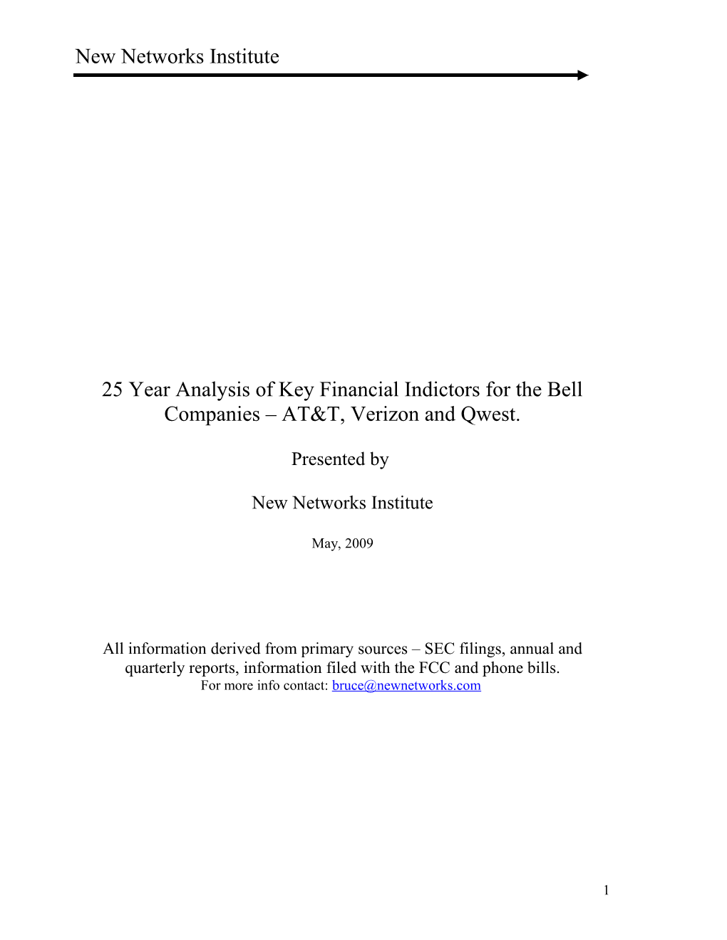 25 Year Analysis Of Key Financial Indictors For AT&T, Verizon, Qwest