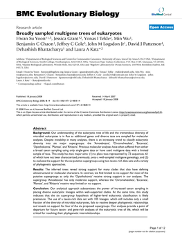 Broadly Sampled Multigene Trees of Eukaryotes